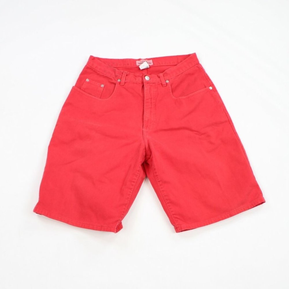 Vtg Guess Streetwear Faded Denim Jean Shorts Red